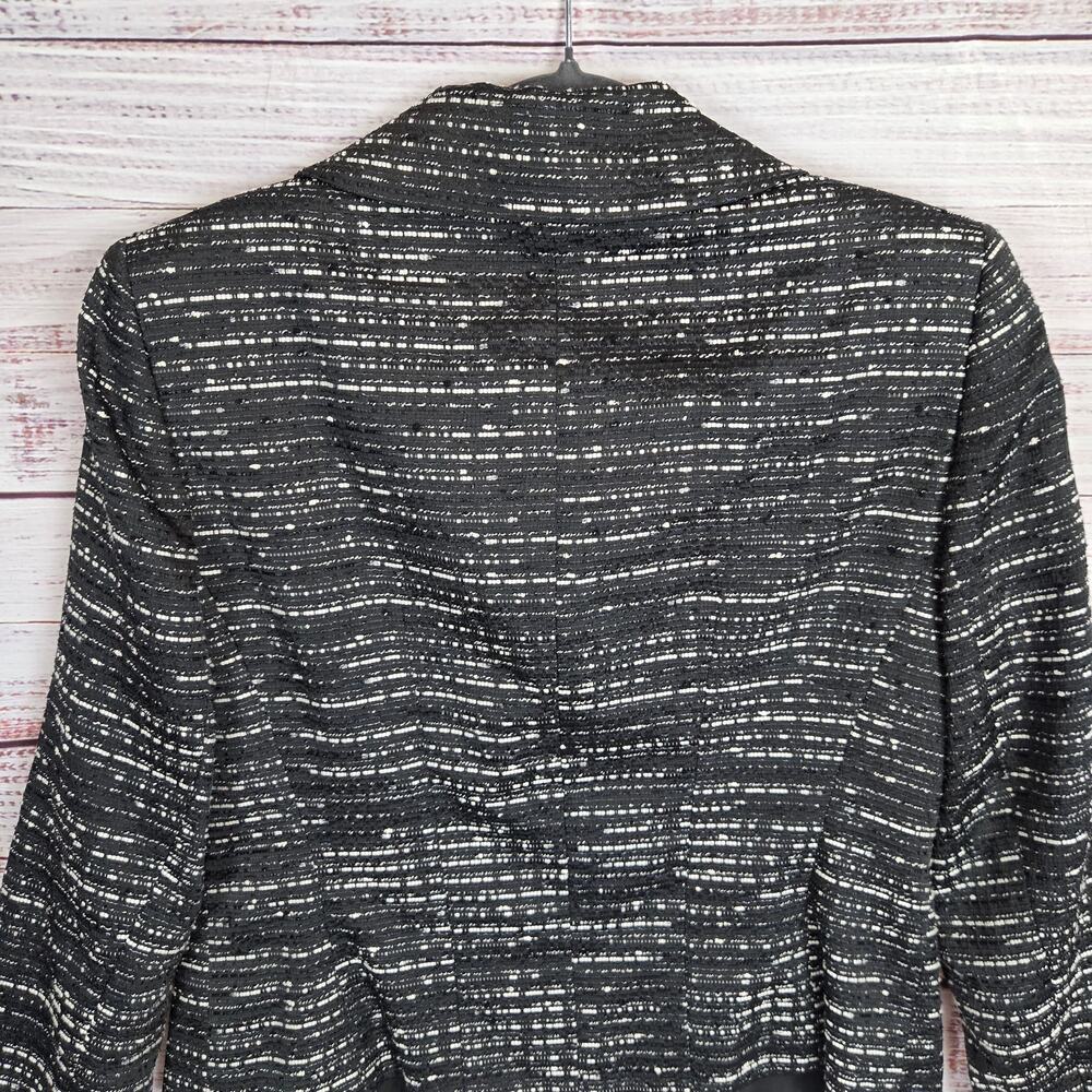 Lafayette 148 Black White Crop Tweed Blazer 10 Petite Prep Academia Quiet Money - Picture 5 of 13